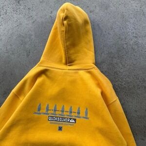 Vintage 90s GRAIL Quiksilver Board Riding Company Mustard Hoodie Surf Sportswear